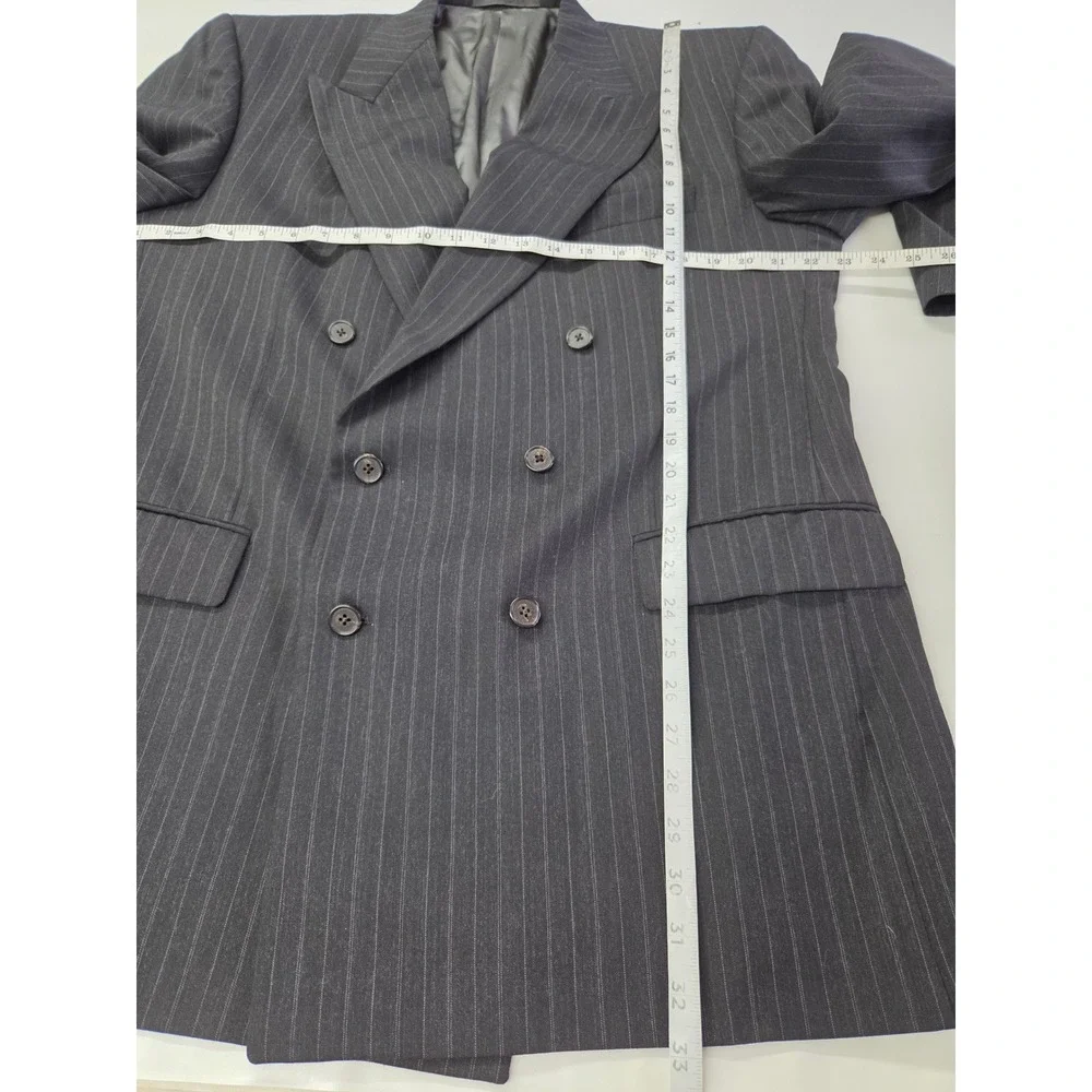 Oliver Robert Vance Ltd Mens Suit 44L Super 100s Wool Pinstripe Double Breasted